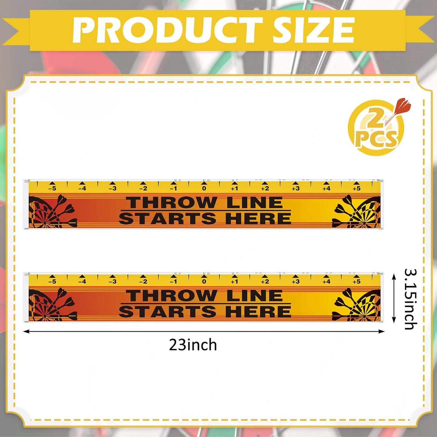 Dart Board Throw Line Floor Sticker PVC Toe Line Marker for Dart Players Game Accessories, 23 X 3.15 Inch