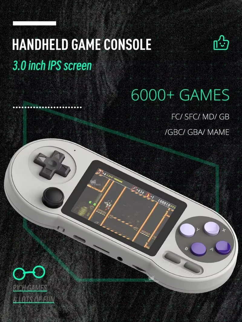 SF2000 Portable Handheld Game Console 3 Inch IPS Retro Game Consoles Built-In 6000 Games Retro Video Games for Kids