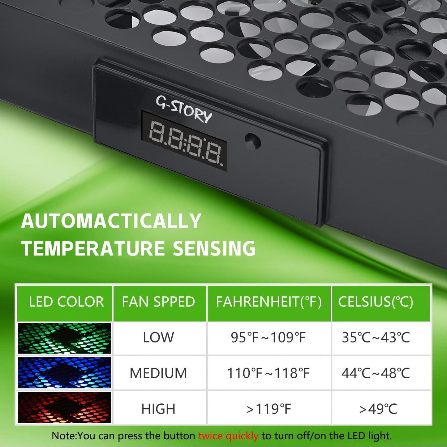 G-STORY Cooling Fan for Xbox Series X Automatic Fan Speed Adjustable by Temp