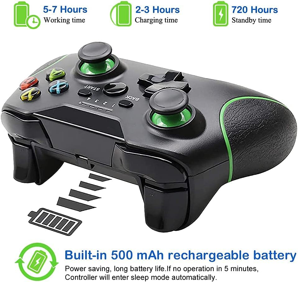 Wireless Controller for Xbox One, Built-In Dual Vibration 2.4HZ Gamepad Compatible with Xbox One/One S/One X/PC/ PS3 … (Black)