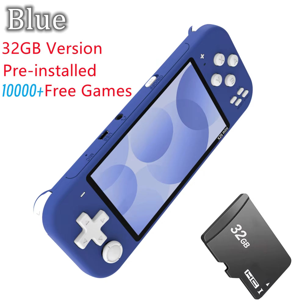 X20 Mini 4.3 Inch IPS Screen Handheld Portable Game Console 32GB 8GB 5000 Games for 8/16/32 Bit Arcade Video Games Child Gift