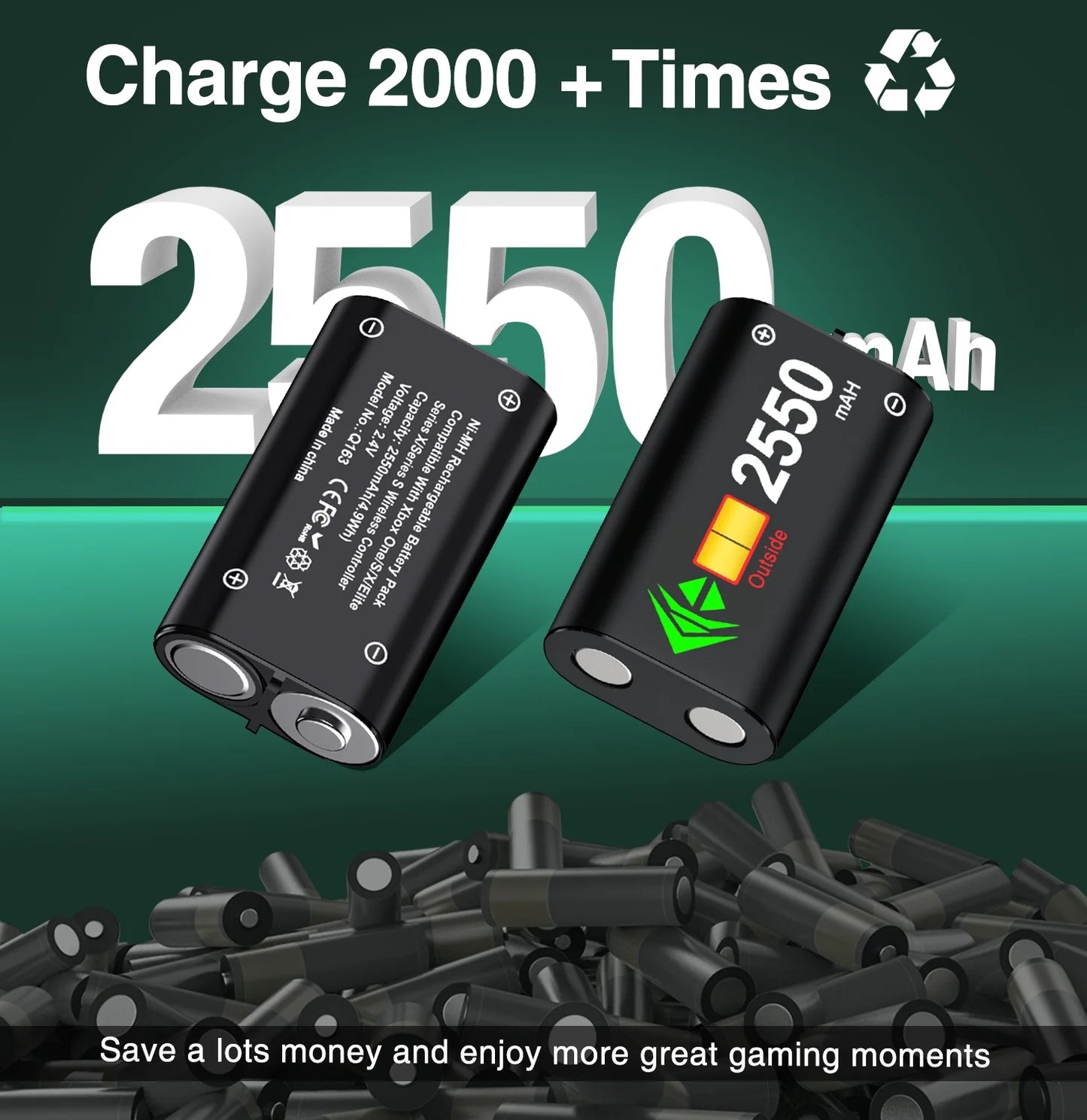 Controller Charger for Xbox, Xbox Charging Station with 2 X 2550Mah Rechargeable Battery Packs for Xbox Series X|S/One X/S/Elite