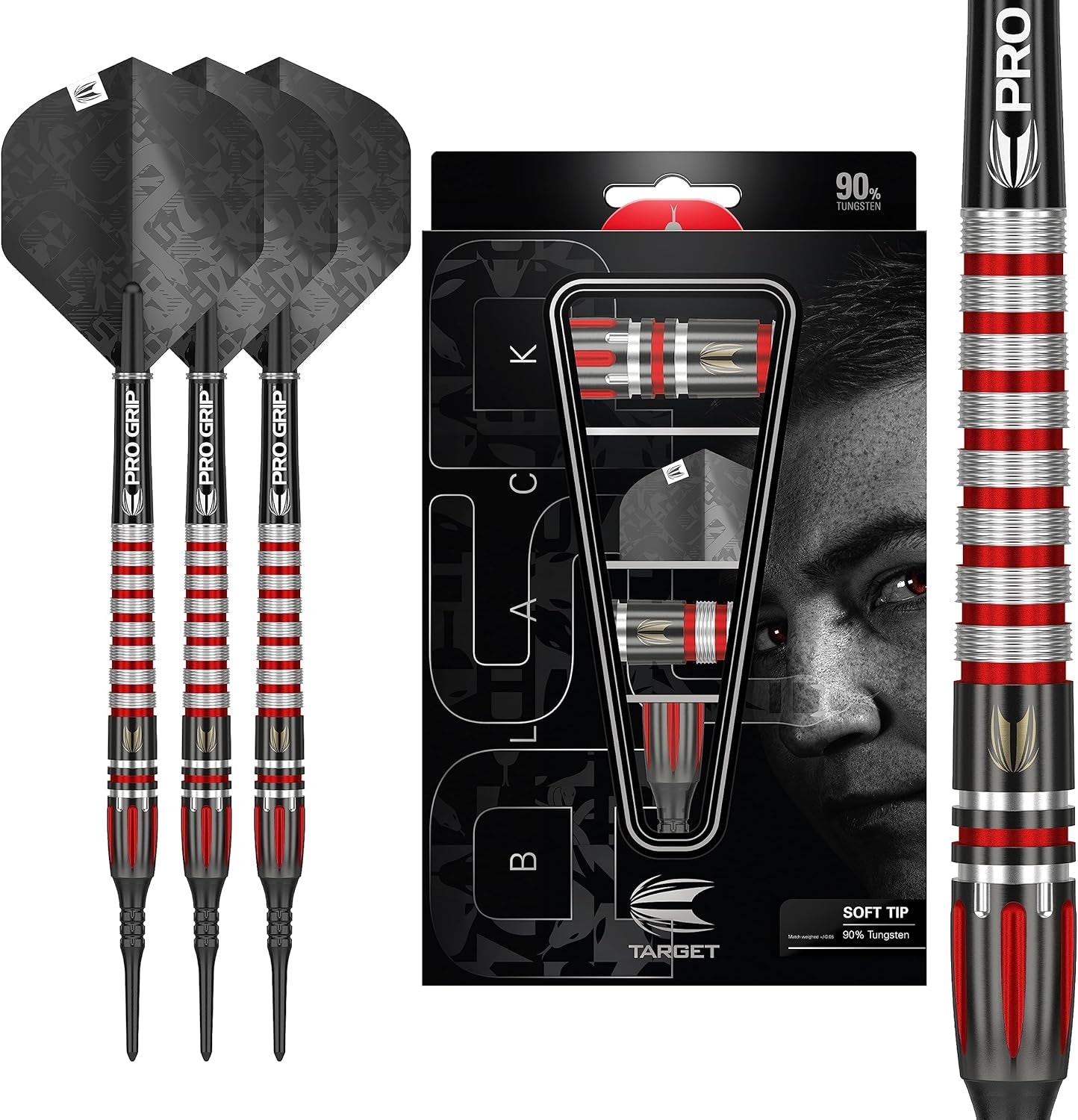 Adrian Lewis Black Edition 90% Tungsten Soft Tip Darts Set