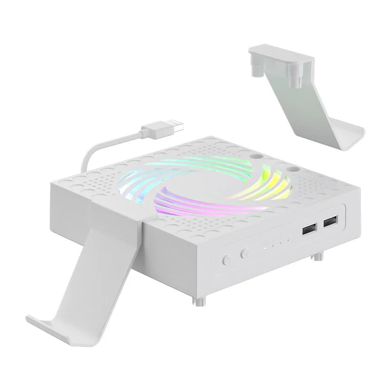 RGB Colorful Cooling Fan for Xbox Series X Host Console Adjustable Wind Speed Heat Dissipation Fan with USB Charging Port