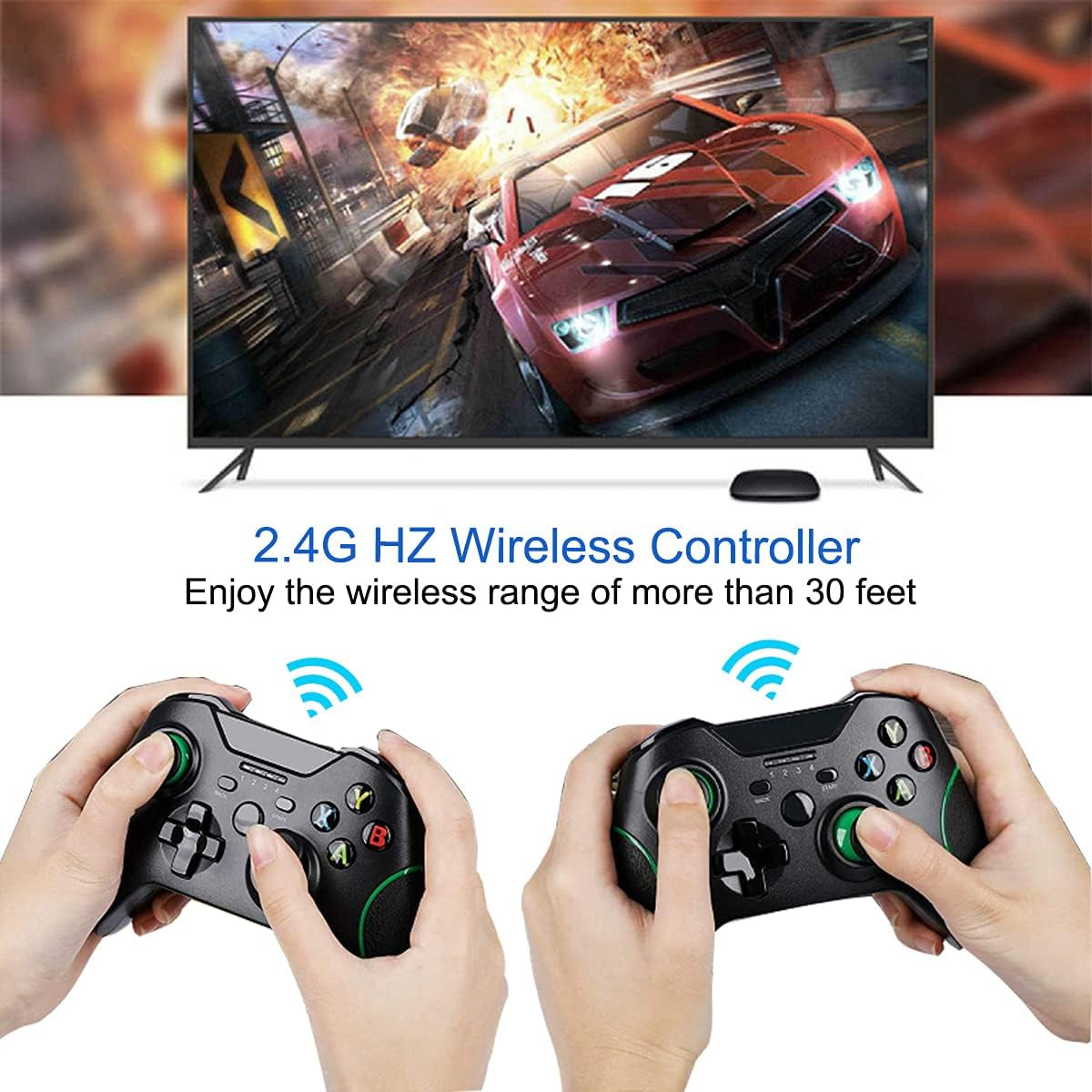 Wireless Controller for Xbox One, Built-In Dual Vibration 2.4HZ Gamepad Compatible with Xbox One/One S/One X/PC/ PS3 … (Black)