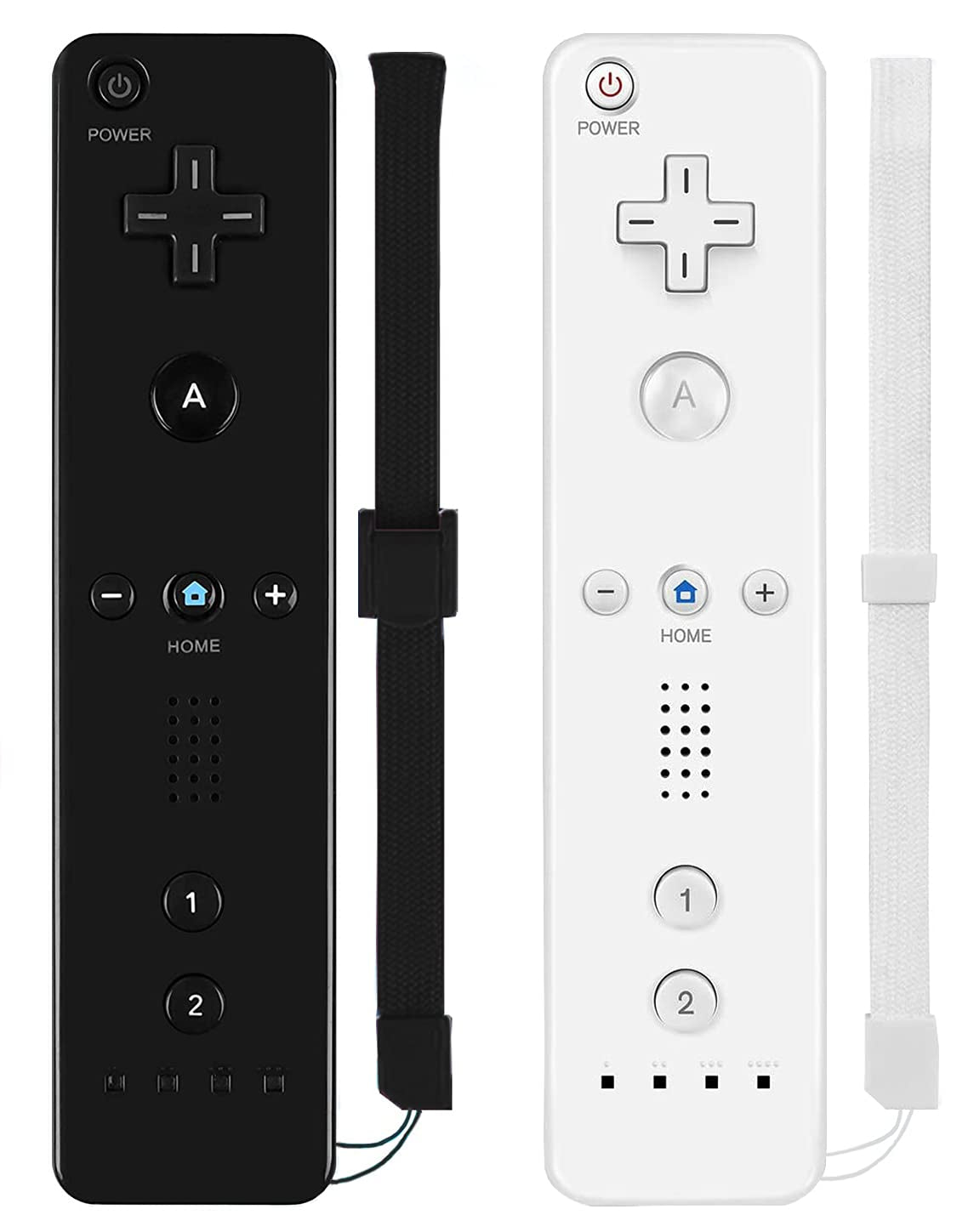 2 Packs Classic Wireless Controller Compatible for Wii and Wii U Console, Gamepad with Silicone Case and Wrist Strap (Black and White)