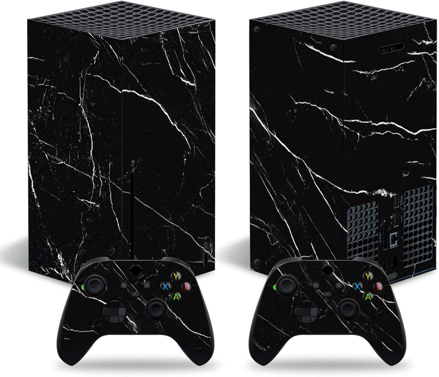 Xbox Series X Stickers Full Body Vinyl Skin Decal Protective Cover for Microsoft Xbox Series X Console and Controllers (Black Marble)