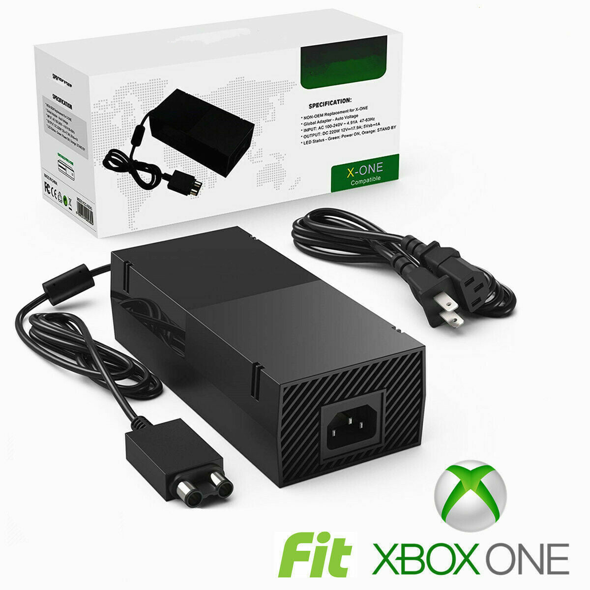FOR XBOX One / XBOX 360 Console Power Supply Brick Adapter Charger AC Power Cord
