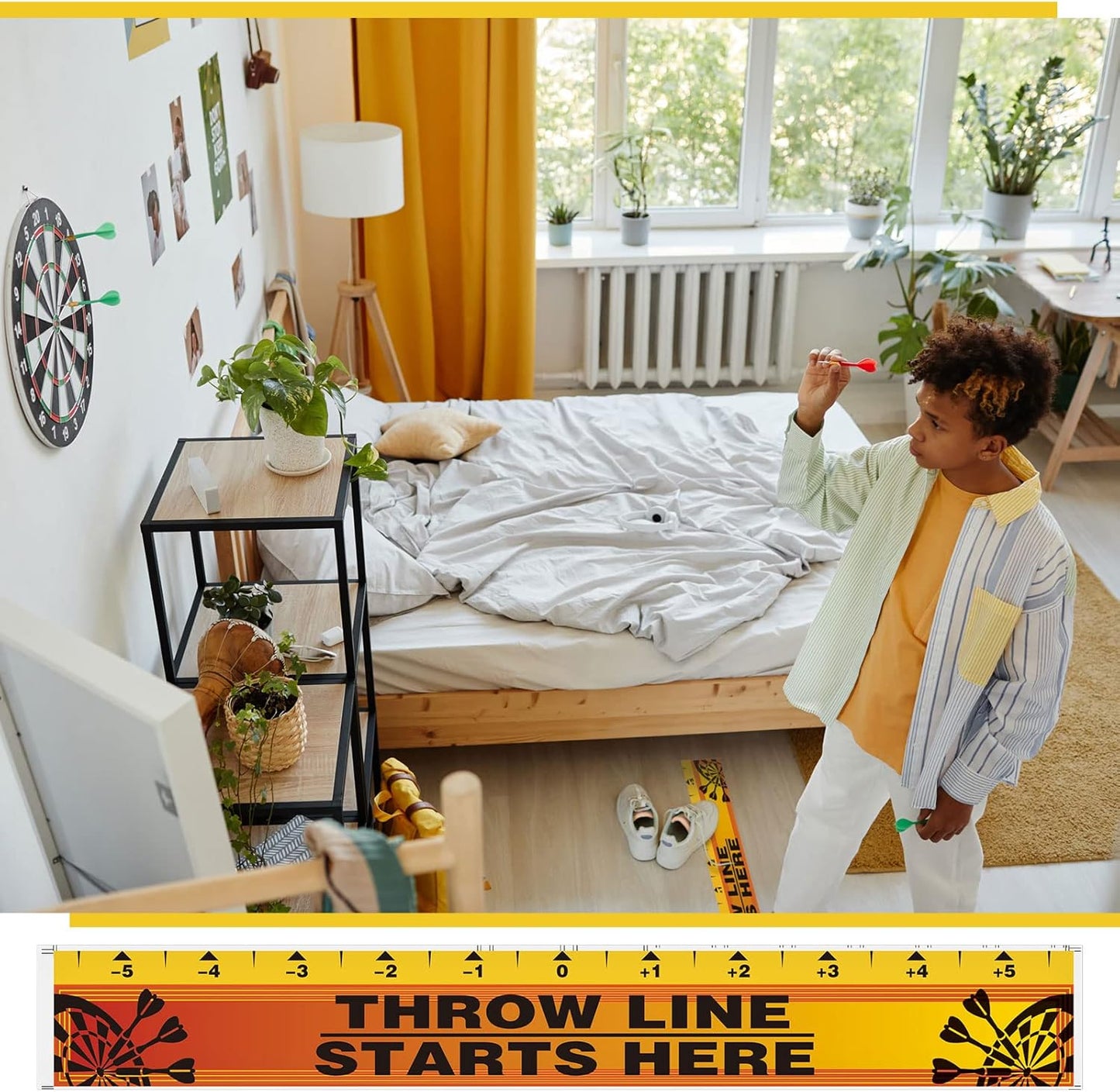 Dart Board Throw Line Floor Sticker PVC Toe Line Marker for Dart Players Game Accessories, 23 X 3.15 Inch