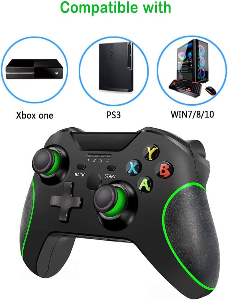 Wireless Controller for Xbox One, Built-In Dual Vibration 2.4HZ Gamepad Compatible with Xbox One/One S/One X/PC/ PS3 … (Black)