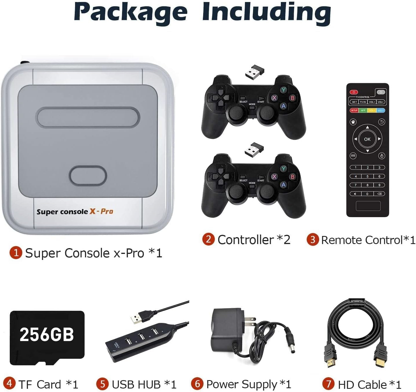 Retro Game Console 256GB, Super Console X PRO Built-In 65,000+ Games, Video Game Console for 4K TV HD/AV Output, Wireless 2.4G Controllers (256G)