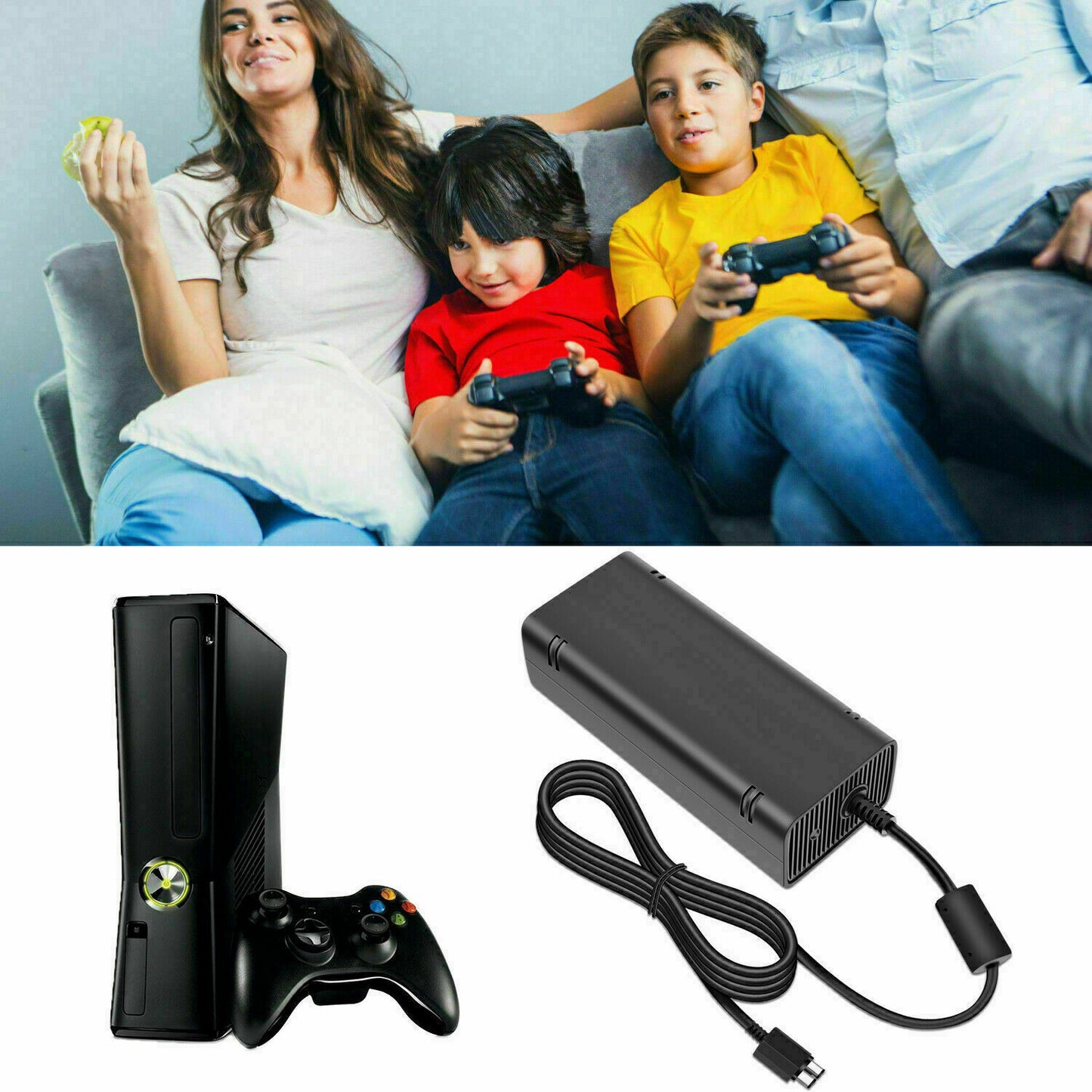 FOR XBOX One / XBOX 360 Console Power Supply Brick Adapter Charger AC Power Cord