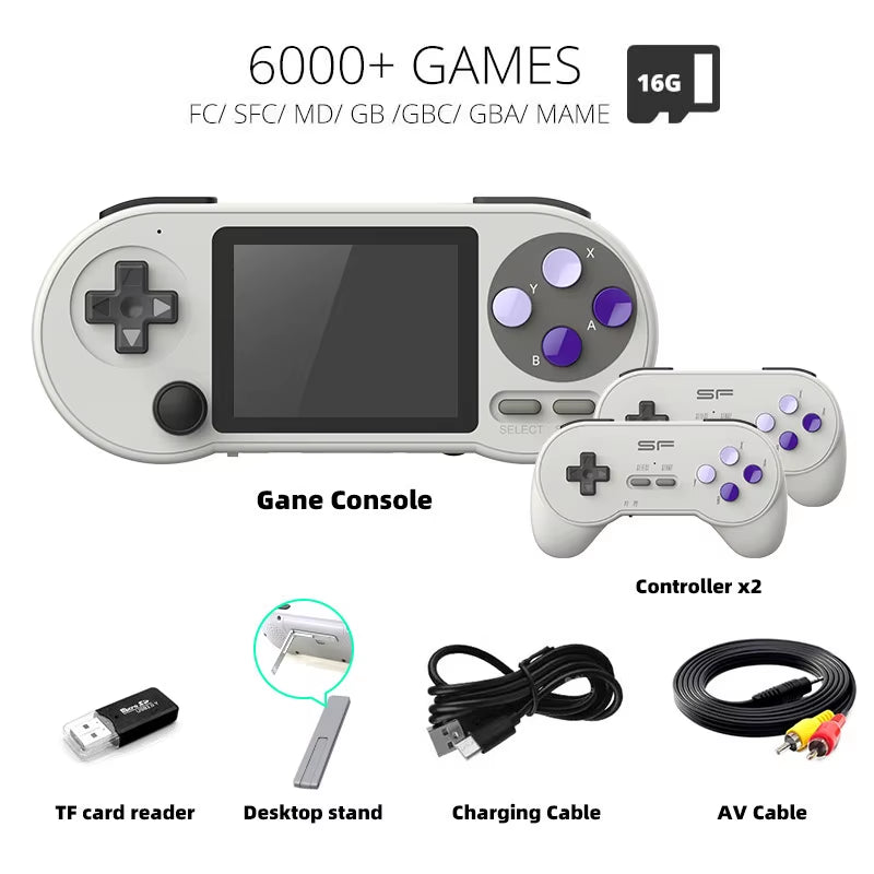 SF2000 Portable Handheld Game Console 3 Inch IPS Retro Game Consoles Built-In 6000 Games Retro Video Games for Kids