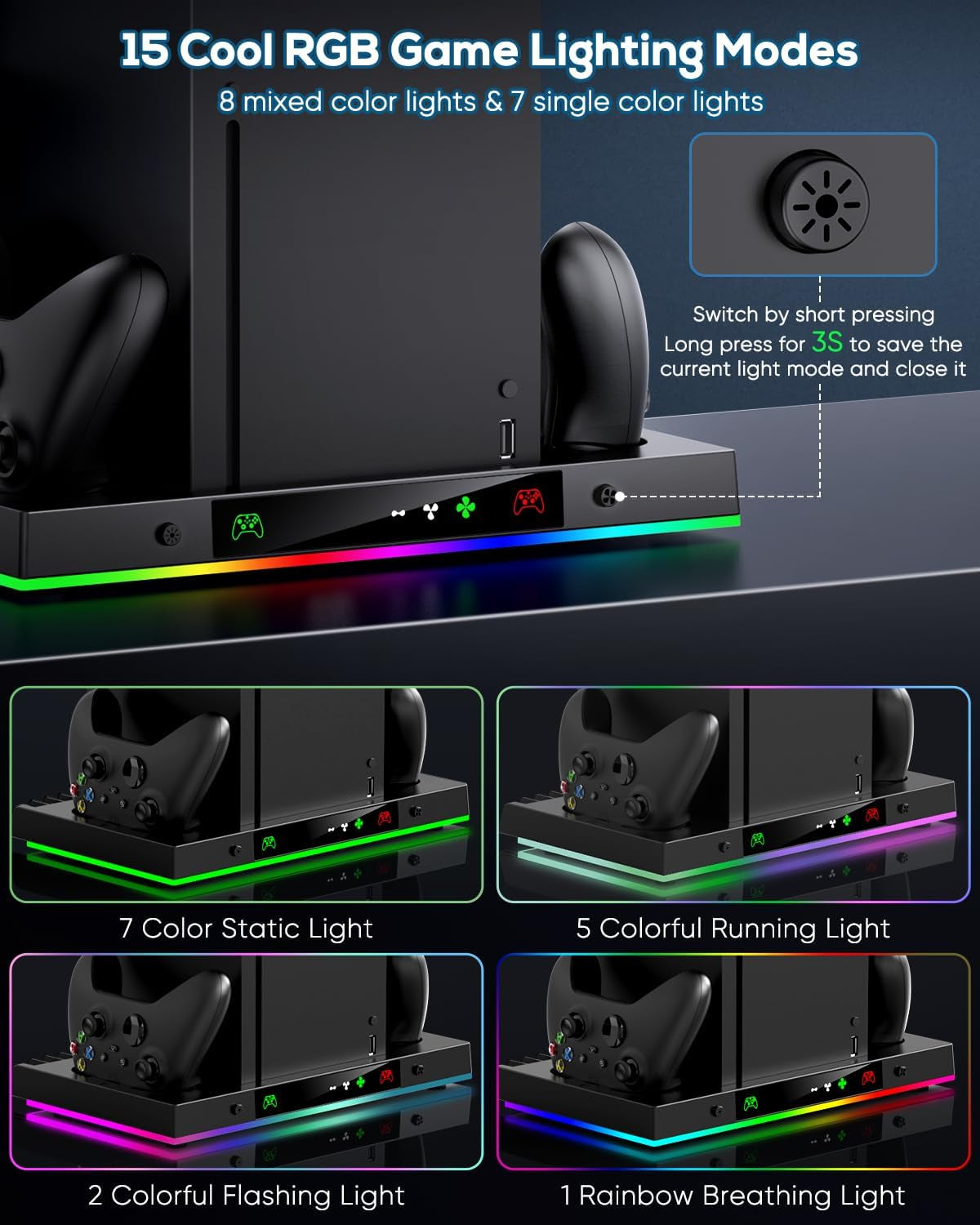 Upgrade Cooling Fan&Dual Charging Stand for Xbox Series X Console&Contro