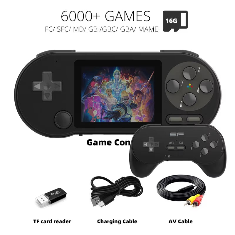 SF2000 Portable Handheld Game Console 3 Inch IPS Retro Game Consoles Built-In 6000 Games Retro Video Games for Kids