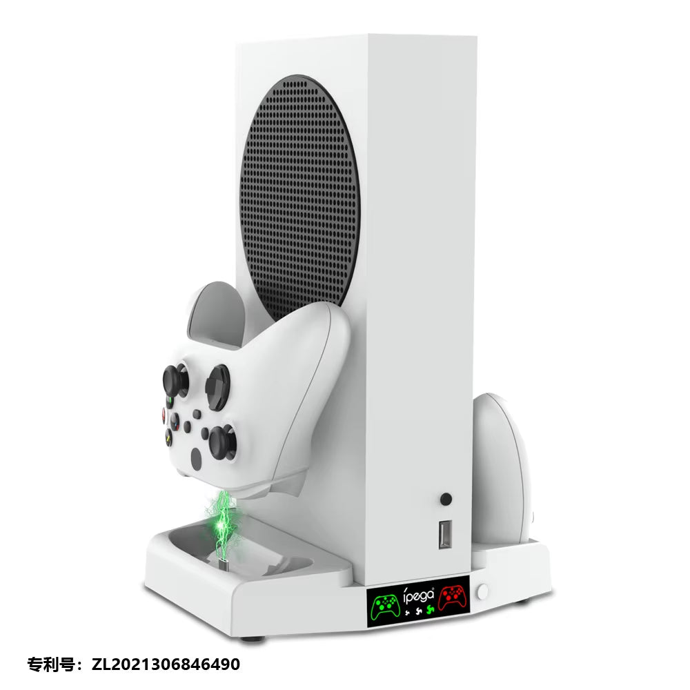NEW for XBOX Series S Dual Controller Charger Station Vertical Stand Cooling Fan Holder Charger for Xbox ONE/S Console