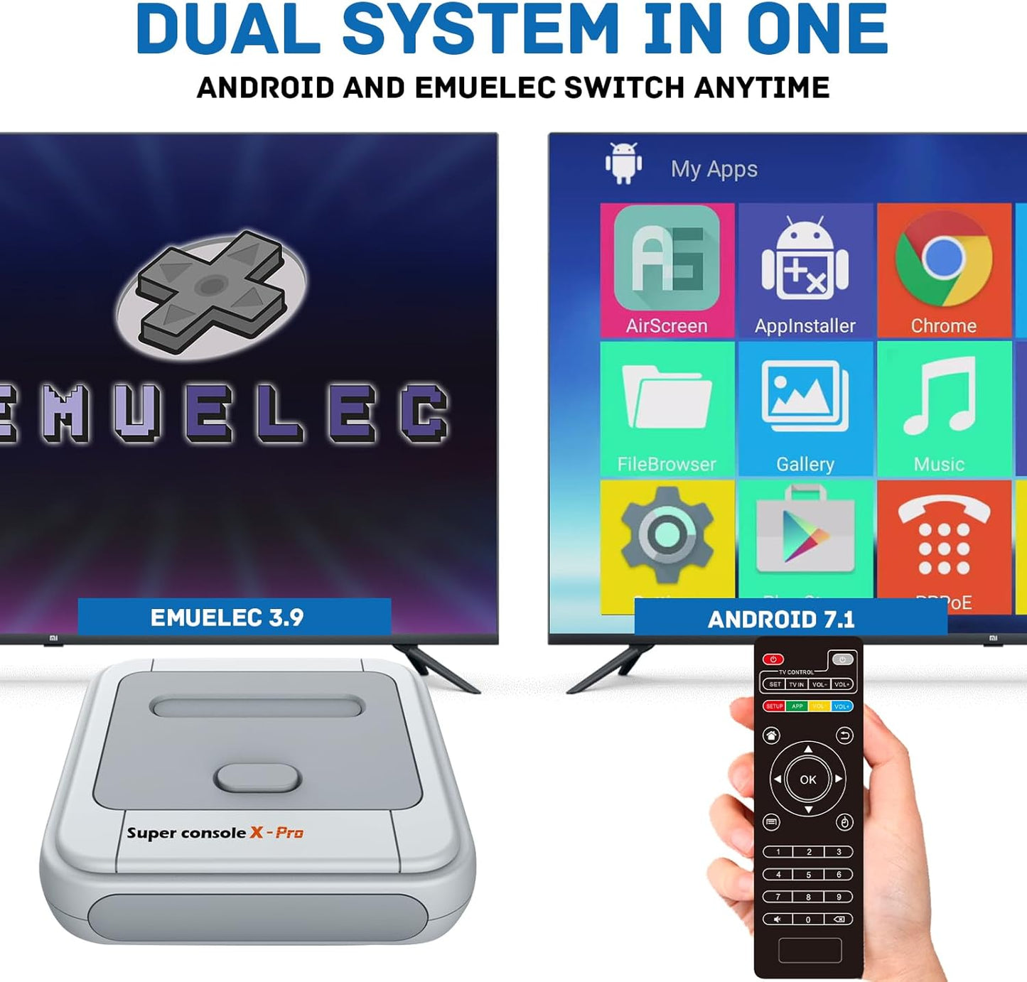 Retro Game Console 256GB, Super Console X PRO Built-In 65,000+ Games, Video Game Console for 4K TV HD/AV Output, Wireless 2.4G Controllers (256G)