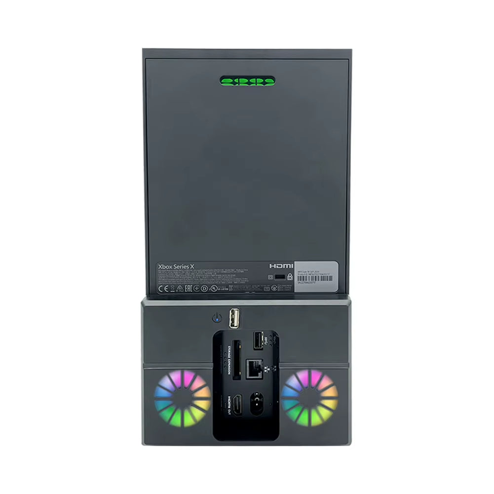 For Xbox Series X Back Cooling Fan Vertical Cooling Stand with RGB Light Silent Dual Fans 1 USB Port for Xbox Series X Accessory