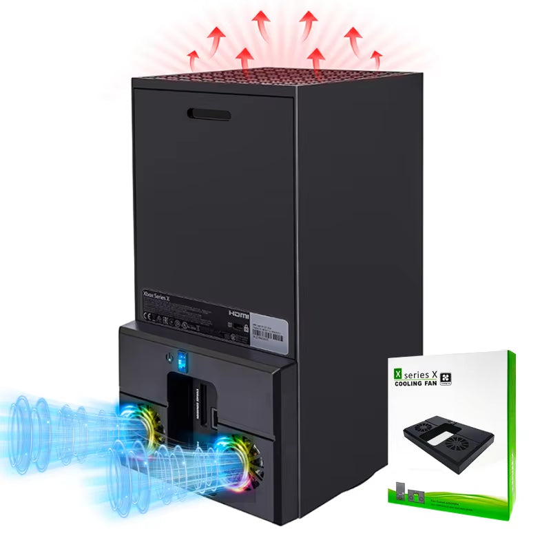 For Xbox Series X Back Cooling Fan Vertical Cooling Stand with RGB Light Silent Dual Fans 1 USB Port for Xbox Series X Accessory