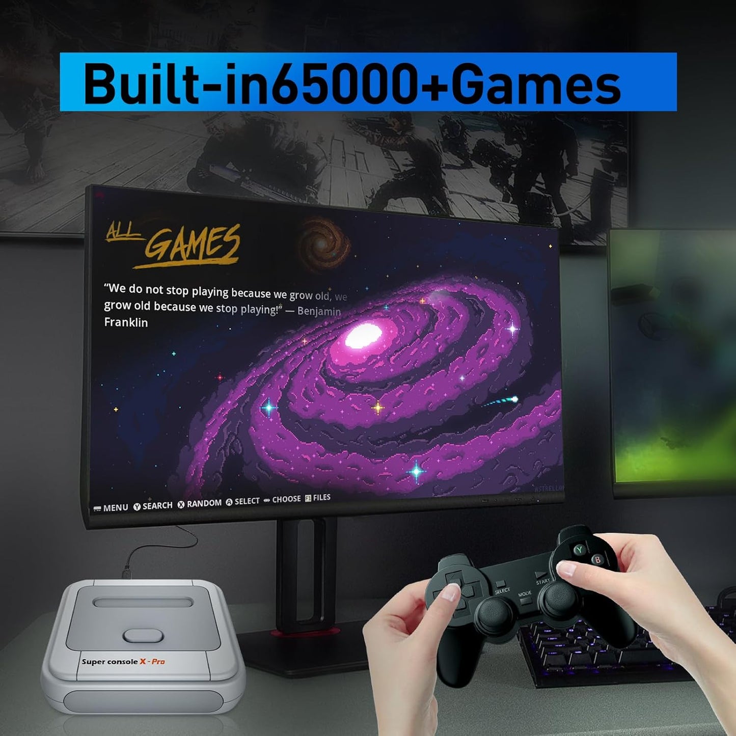Retro Game Console 256GB, Super Console X PRO Built-In 65,000+ Games, Video Game Console for 4K TV HD/AV Output, Wireless 2.4G Controllers (256G)