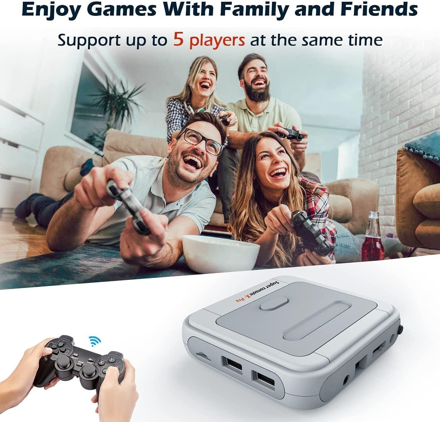 Retro Game Console 256GB, Super Console X PRO Built-In 65,000+ Games, Video Game Console for 4K TV HD/AV Output, Wireless 2.4G Controllers (256G)