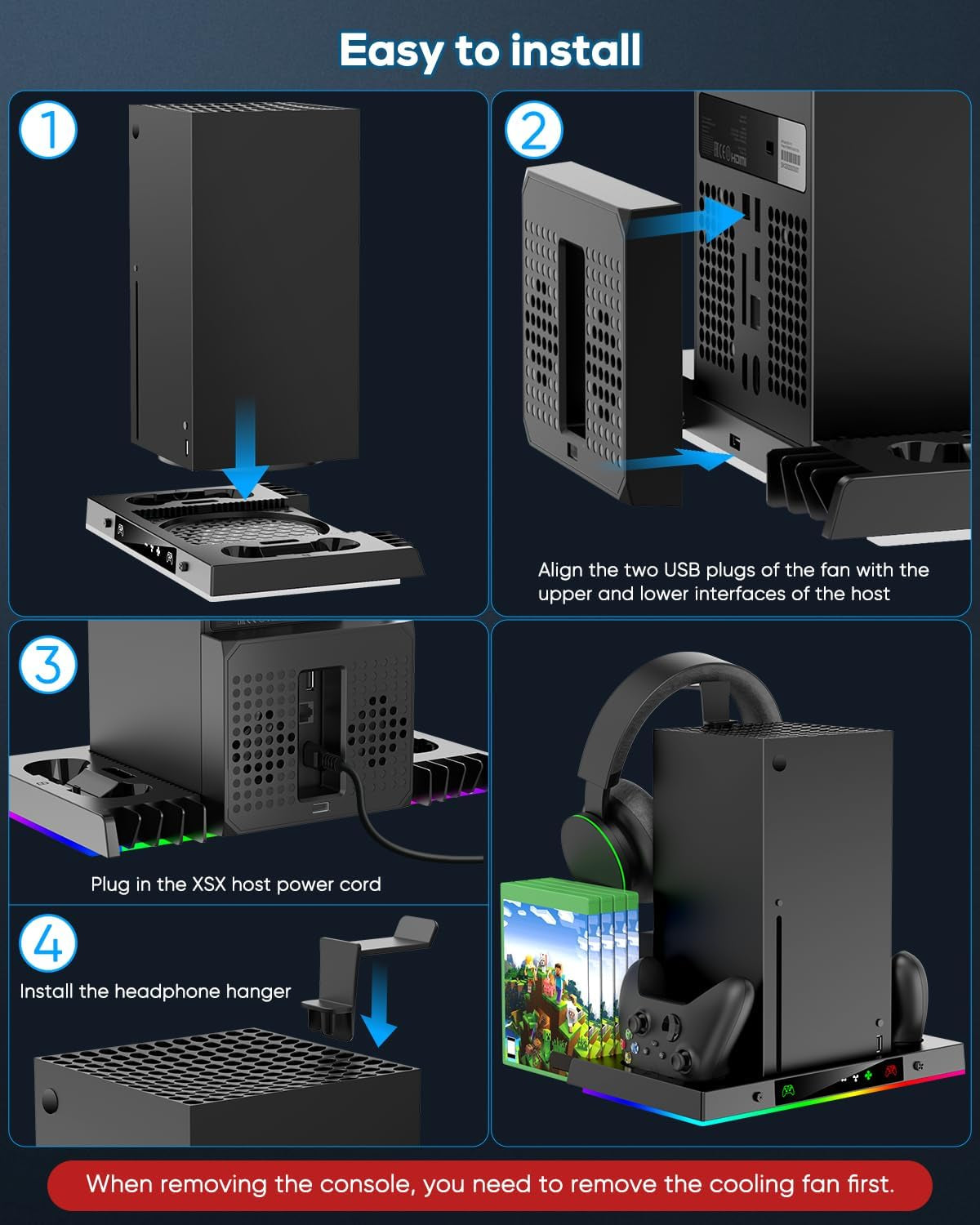 Upgrade Cooling Fan&Dual Charging Stand for Xbox Series X Console&Contro