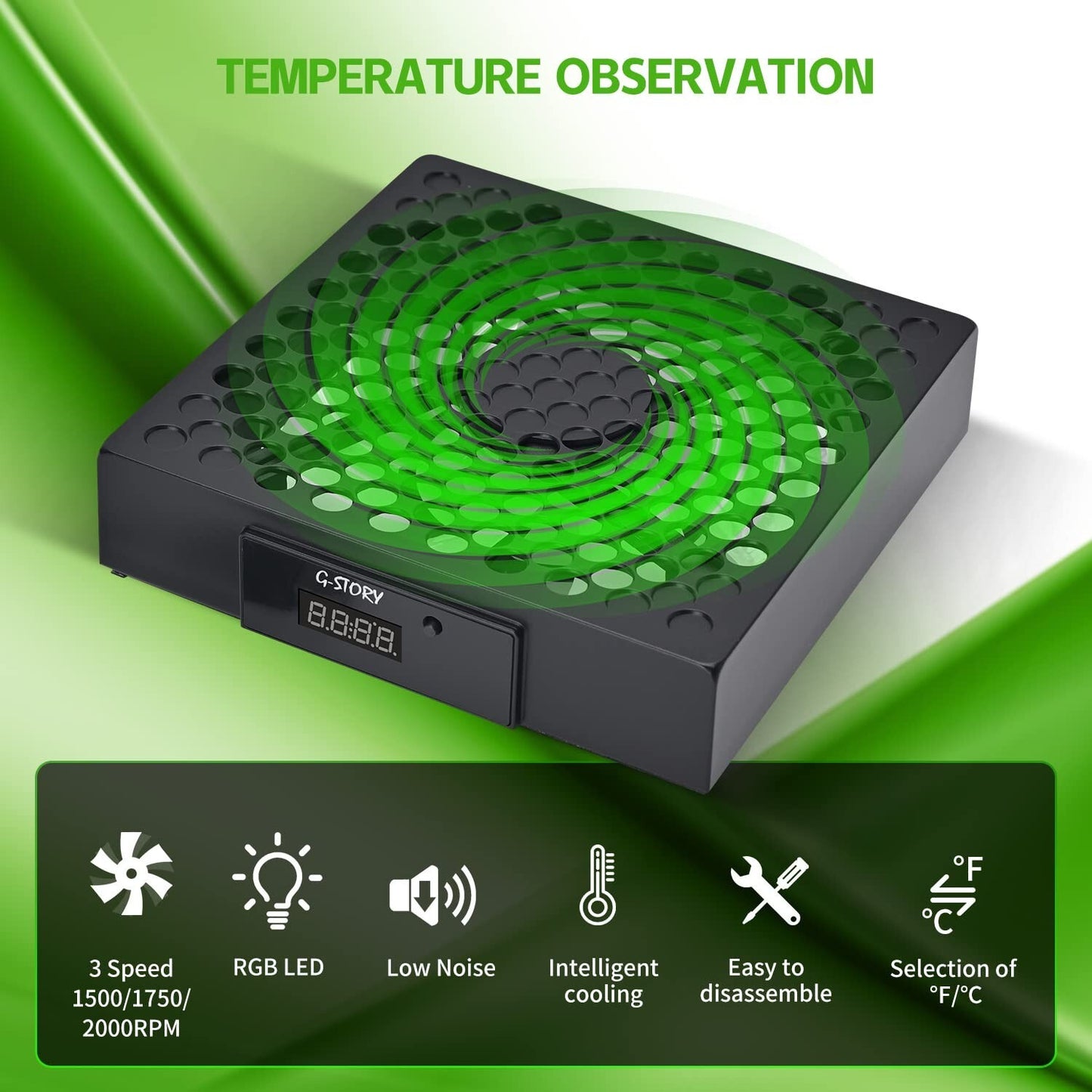 G-STORY Cooling Fan for Xbox Series X Automatic Fan Speed Adjustable by Temp