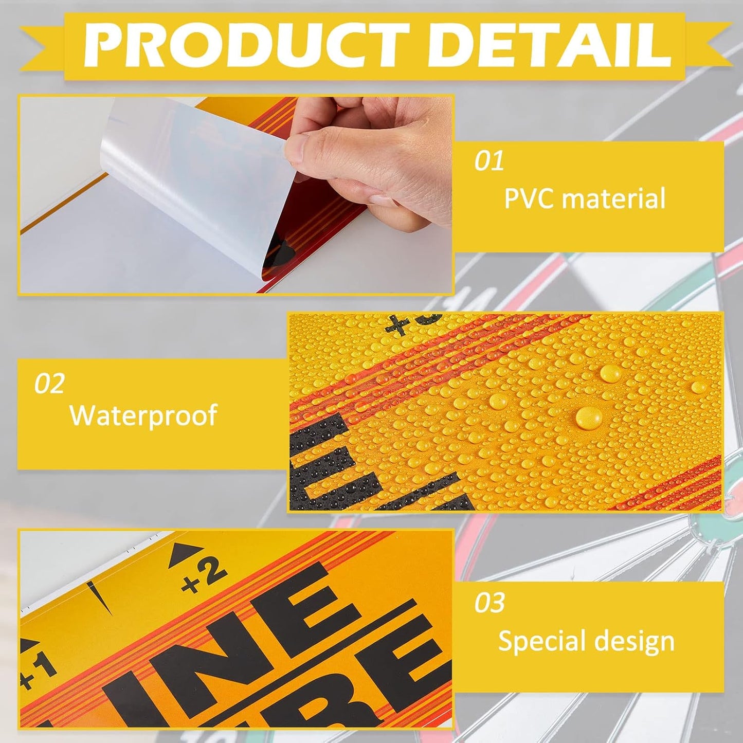 Dart Board Throw Line Floor Sticker PVC Toe Line Marker for Dart Players Game Accessories, 23 X 3.15 Inch