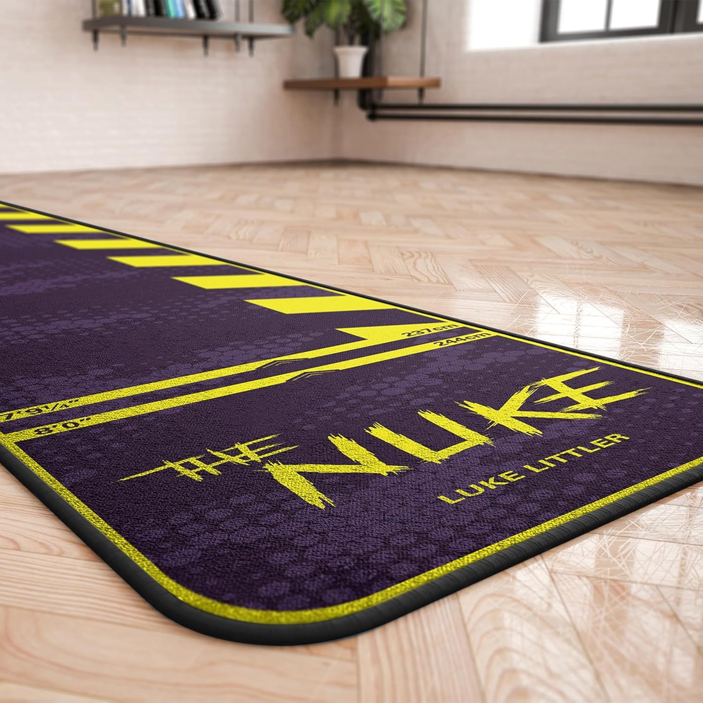Luke Littler Dart Mat, the Nuke Darts Mat | Dart Oche Mat with Soft Tip and Steel Tip Throw Line Distances | Non Slip Carpet Mats for Floor and Dart Tips Protection