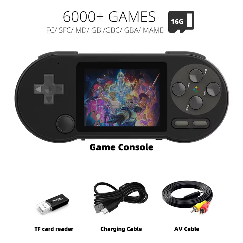 SF2000 Portable Handheld Game Console 3 Inch IPS Retro Game Consoles Built-In 6000 Games Retro Video Games for Kids