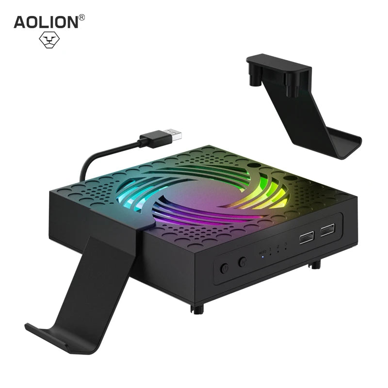 RGB Colorful Cooling Fan for Xbox Series X Host Console Adjustable Wind Speed Heat Dissipation Fan with USB Charging Port