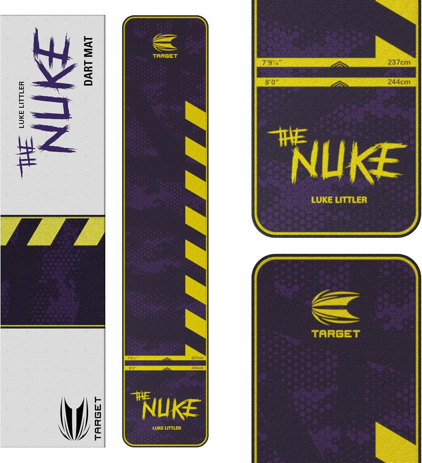 Luke Littler Dart Mat, the Nuke Darts Mat | Dart Oche Mat with Soft Tip and Steel Tip Throw Line Distances | Non Slip Carpet Mats for Floor and Dart Tips Protection