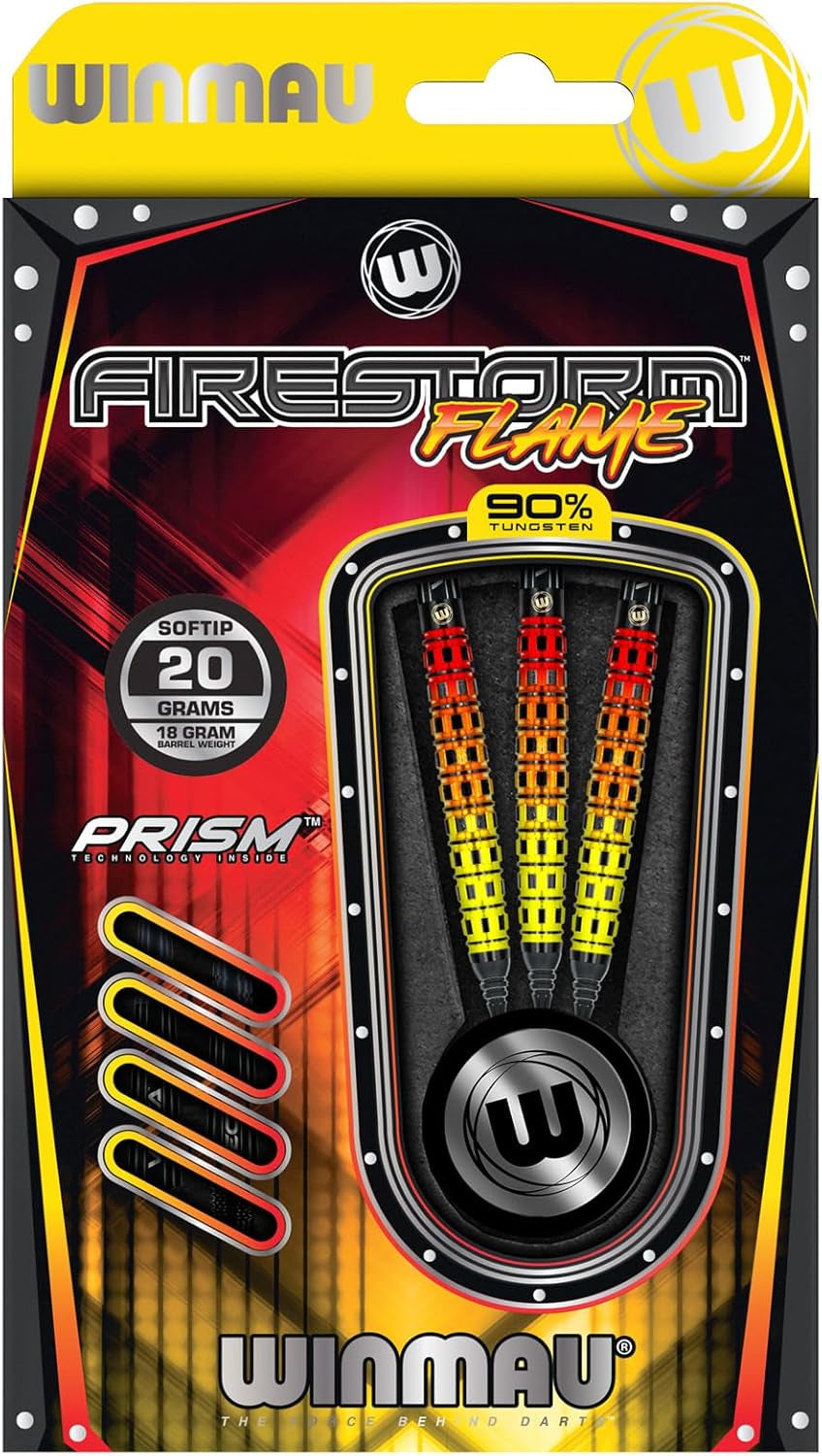 Firestorm Flame Professional Tungsten Darts Set with Flights and Stems (Shafts)