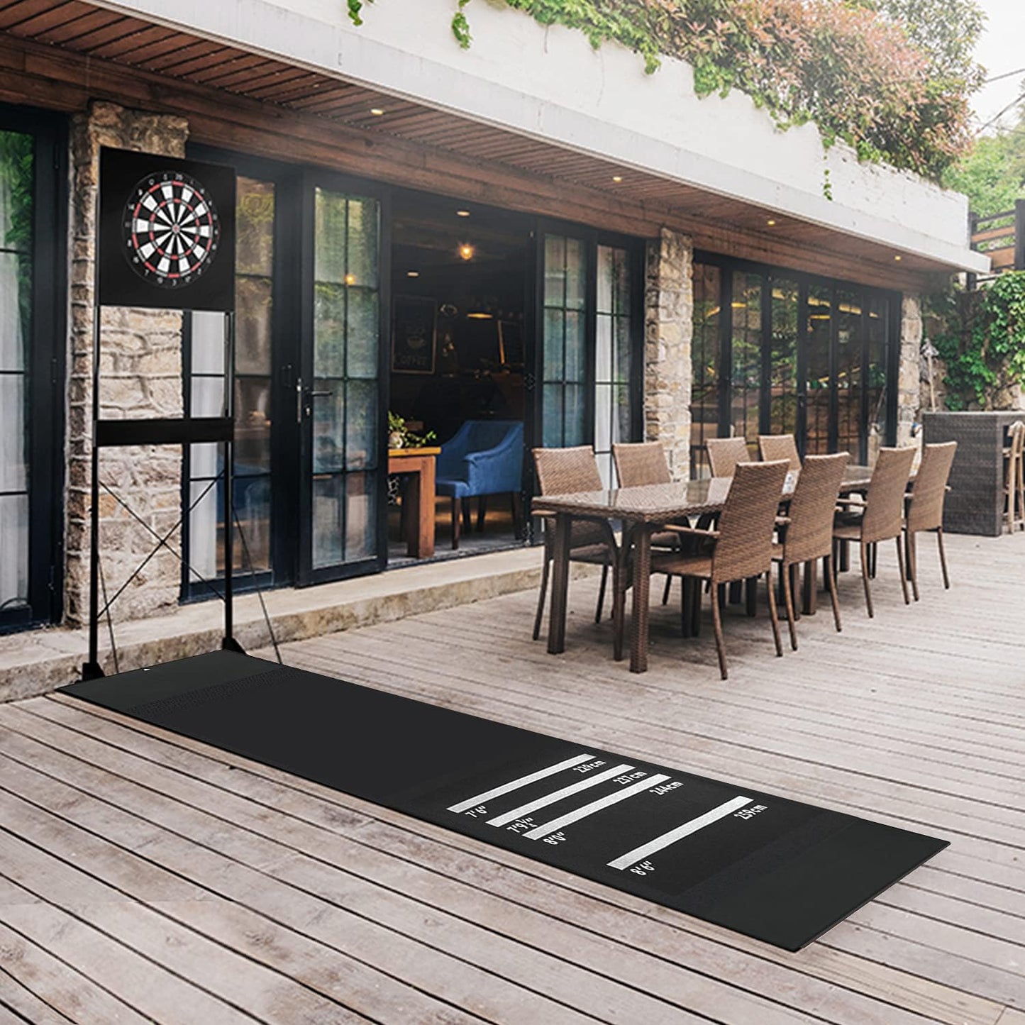 Rubber Dart Mat 9.8 X 2Ft Heavy Duty Dart Carpet with Throw Lines Professional Non-Slip Floor Mat Soundproof Flooring Protector for Game (118 X 24 X 1/5Inch)