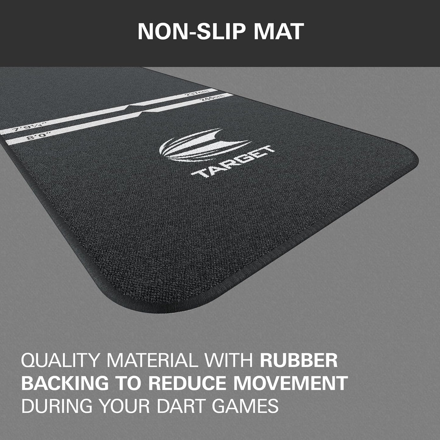 Dart Mat - World Champions/Ink/Mod | Dart Oche Mat with Soft Tip and Steel Tip Throw Line Distances | Non Slip Carpet Mats for Floor and Dart Tips Protection | Darts Accessories