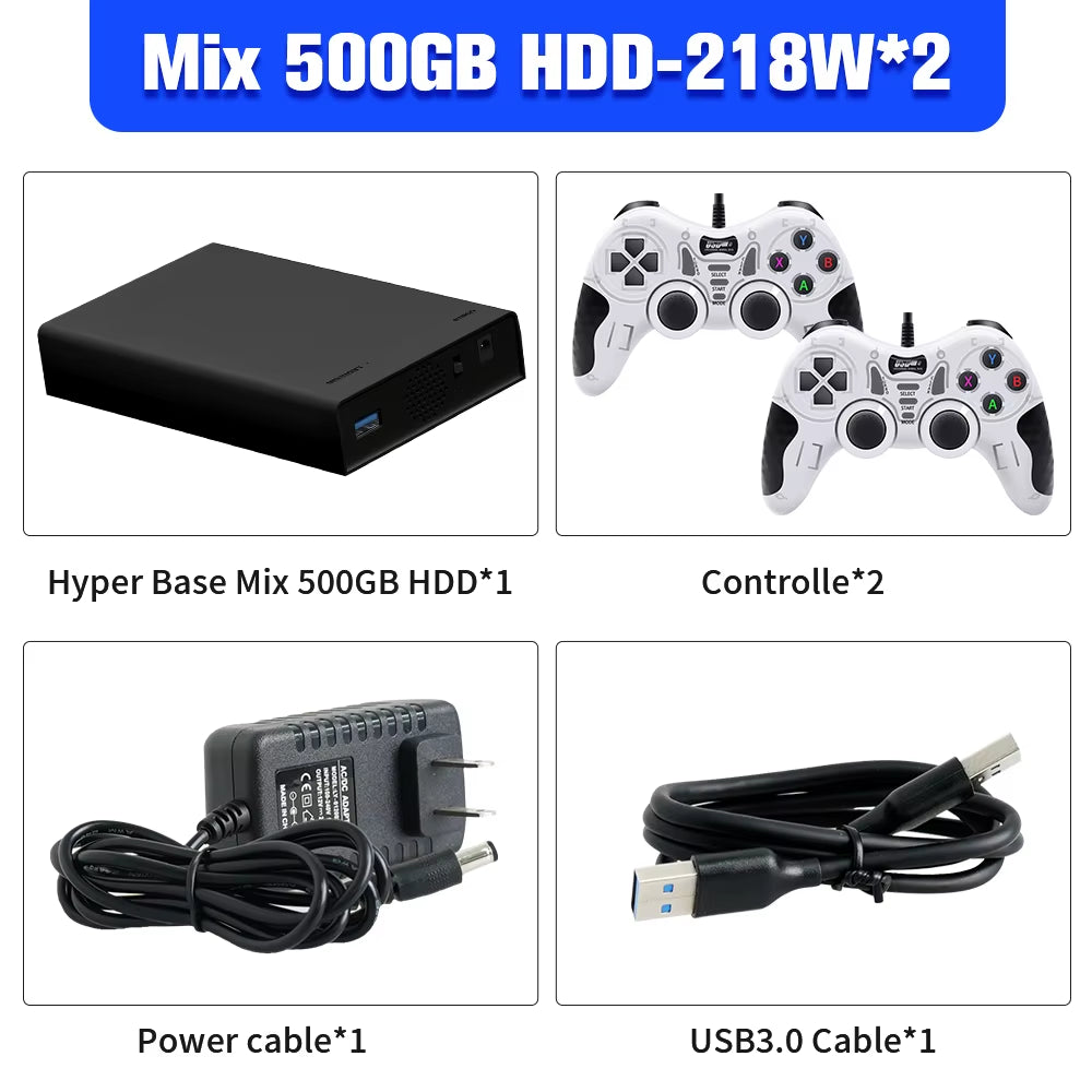 500G Game Hard Drive with 38000+Games for Xbox/Ps3/Ps2/Gamecube/Wii/Wiiu/Switch 3 System in 1 Plug&Play Game Consoles for WIN PC