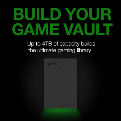 Game Drive for Xbox 4TB External Hard Drive Portable HDD - USB 3.2 Gen 1, Black with Built-In Green LED Bar , Xbox Certified, 3 Year Rescue Services (STKX4000402)