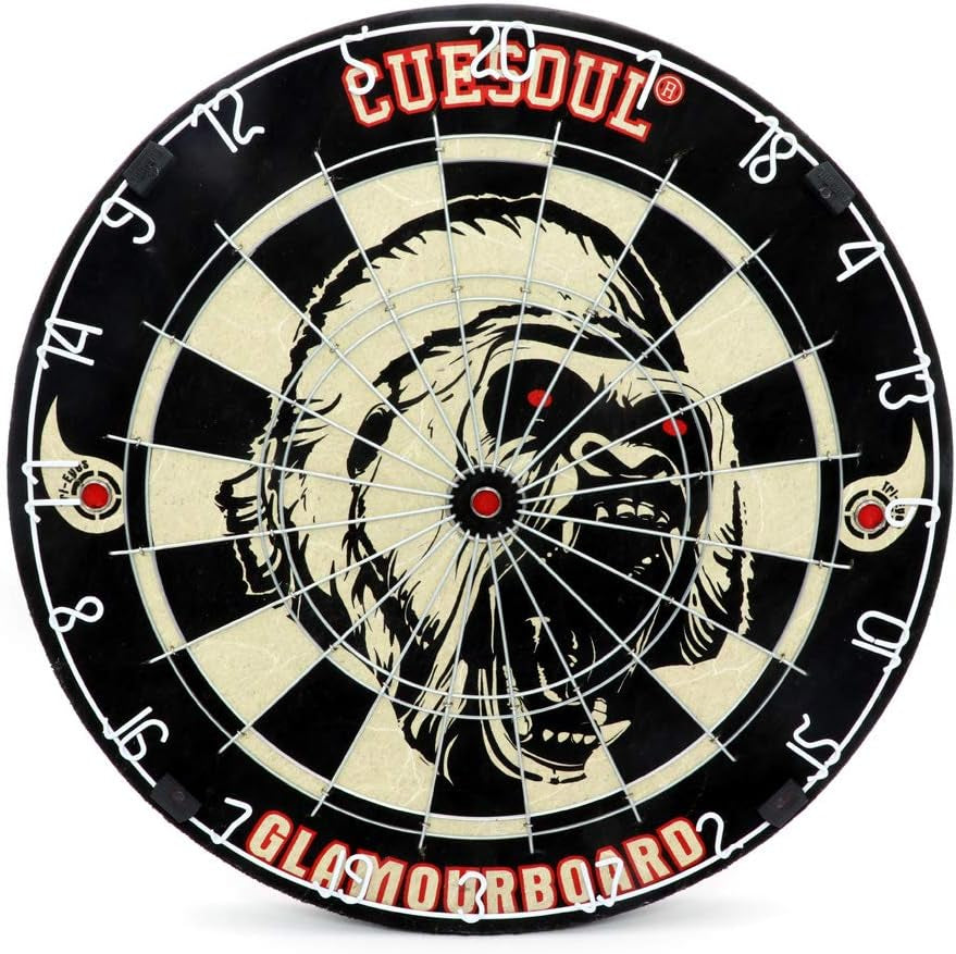 GLAMOURBOARD Tri-Eyes Official Size Sisal Bristle Dartboard Set with Extra Steel Tip Darts 6 Pack with or without Dartboard Surround Wall Protector for Your Choice