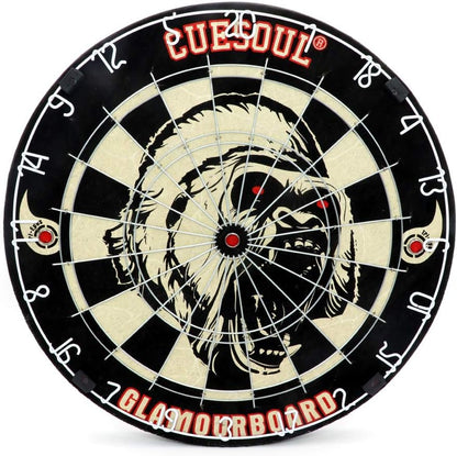 GLAMOURBOARD Tri-Eyes Official Size Sisal Bristle Dartboard Set with Extra Steel Tip Darts 6 Pack with or without Dartboard Surround Wall Protector for Your Choice