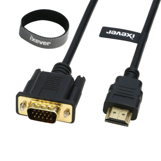 HDMI to VGA Adapter Cable 6FT,  Gold-Plated HDMI to VGA Cable Male to Male 1080P Compatible for Computer, Desktop, Laptop, PC, Monitor, Projector, HDTV and More