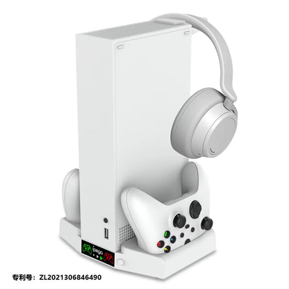 NEW for XBOX Series S Dual Controller Charger Station Vertical Stand Cooling Fan Holder Charger for Xbox ONE/S Console