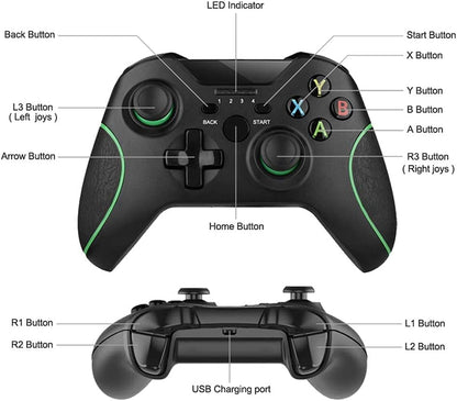 Wireless Controller for Xbox One, Built-In Dual Vibration 2.4HZ Gamepad Compatible with Xbox One/One S/One X/PC/ PS3 … (Black)