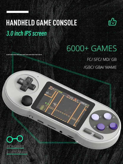 SF2000 Portable Handheld Game Console 3 Inch IPS Retro Game Consoles Built-In 6000 Games Retro Video Games for Kids
