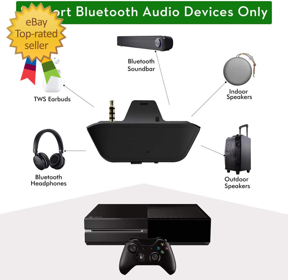 Bluetooth Transmitter Dongle for Xbox Controllers - Stereo Audio Adapter Compati
