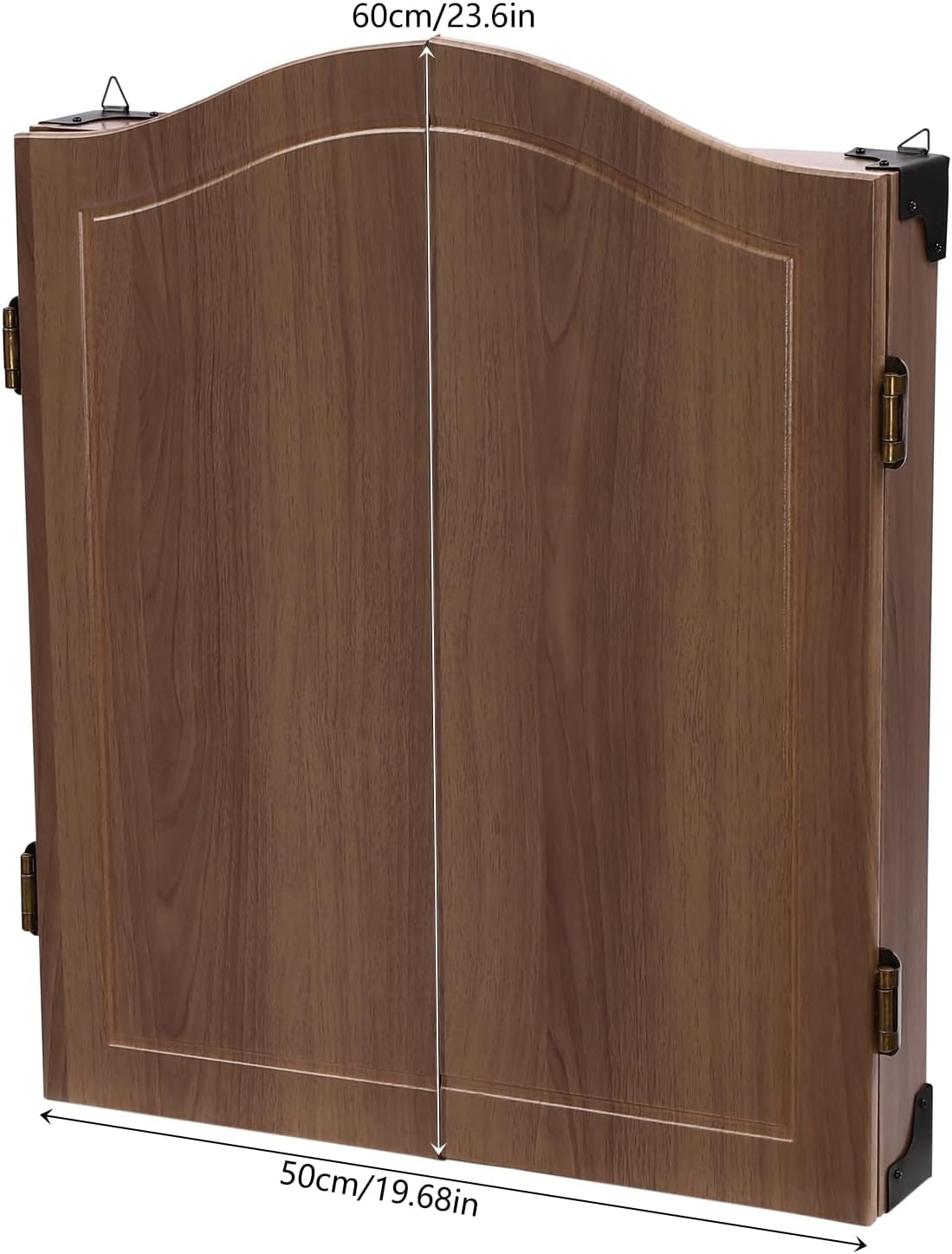 Classic Dartboard Cabinet, Hideaway Cabinet & 6 Steel-Tip Dartboard, Professional Dart Boards Set for Adults, Steel Tip Dart Board Set in Game Room/Bar/Office (Regular Brown)
