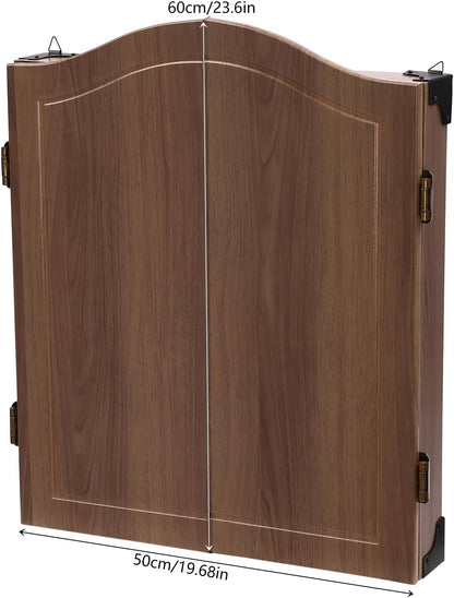 Classic Dartboard Cabinet, Hideaway Cabinet & 6 Steel-Tip Dartboard, Professional Dart Boards Set for Adults, Steel Tip Dart Board Set in Game Room/Bar/Office (Regular Brown)