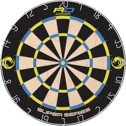 Super Series Professional Dartboard Set - Tournament Standard Quality Wth Durable Surround Including Oche Strip and 2X Steel Tip Darts