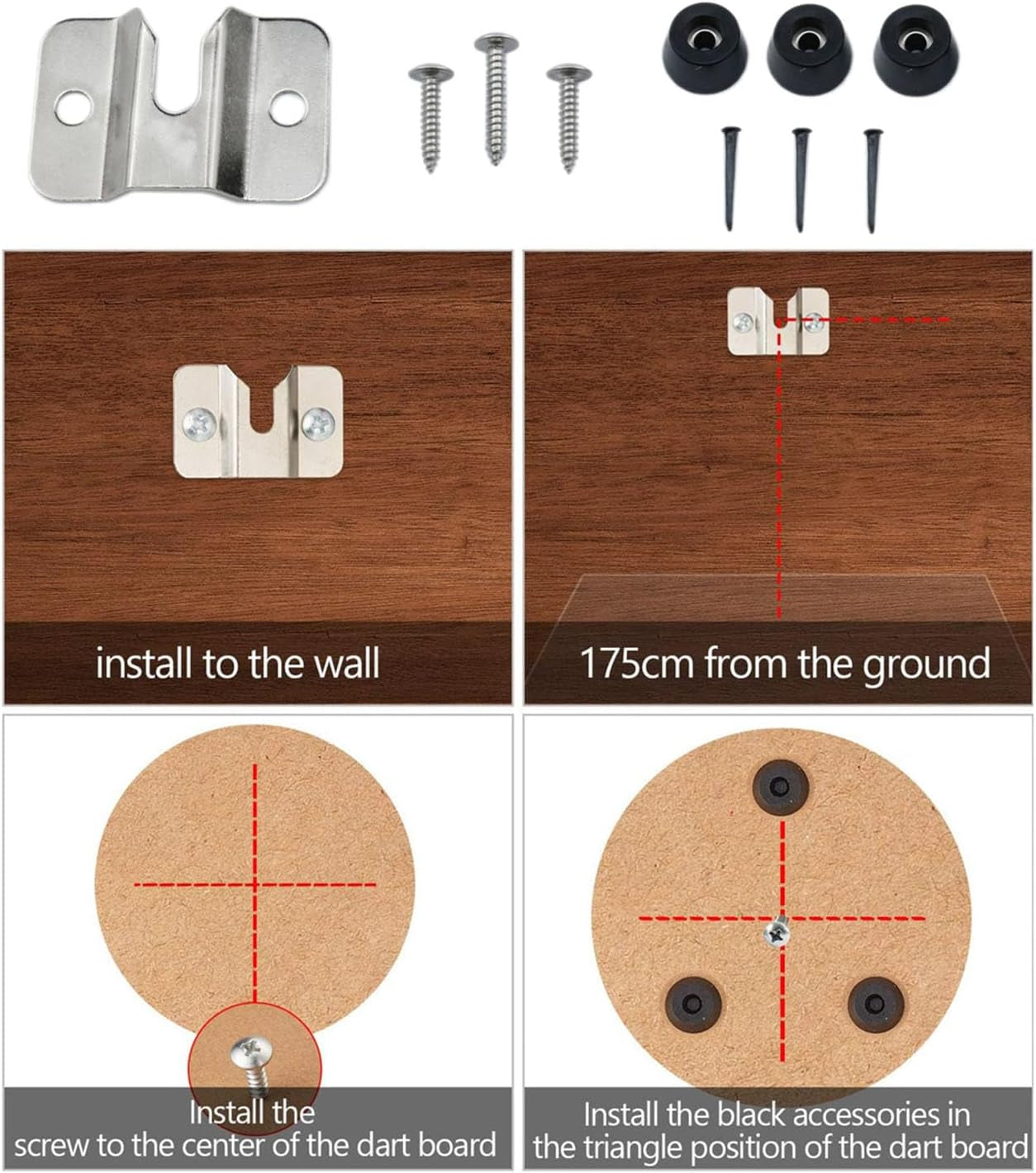Dart Board Mounting Bracket Portable Dart Board Wall Bracket Dart Board Accessories with Pads and Screws Dart Holder-1 Set