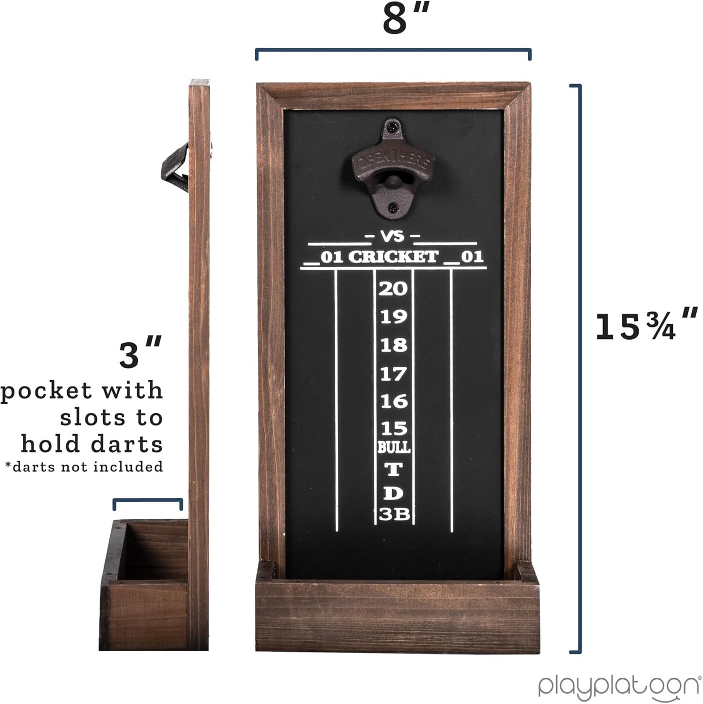 Dart Scoreboard & Darts Holder Wall Mount with Bottle Opener - Wood Score Board, Professional Darts Accessories, Dart Holder
