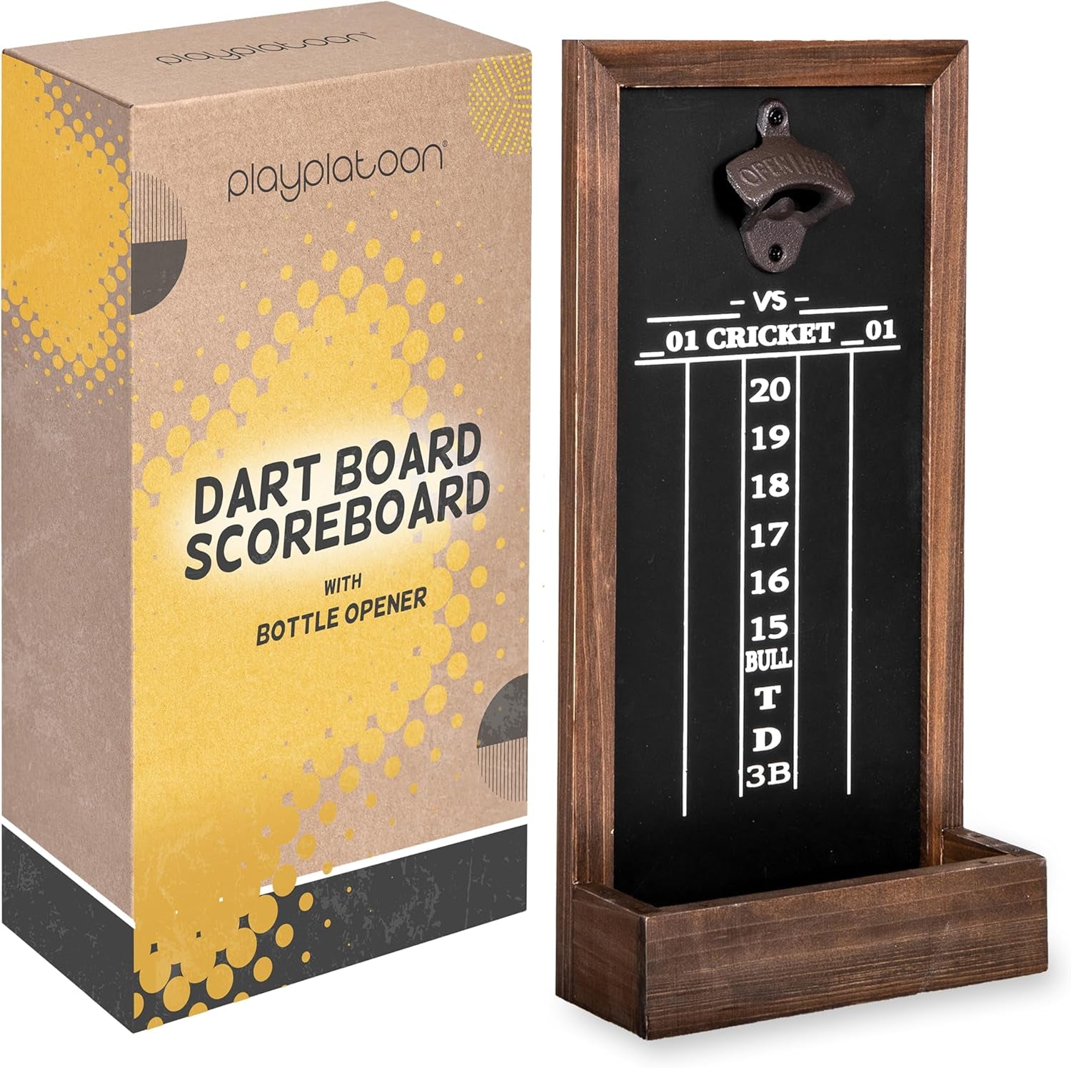 Dart Scoreboard & Darts Holder Wall Mount with Bottle Opener - Wood Score Board, Professional Darts Accessories, Dart Holder
